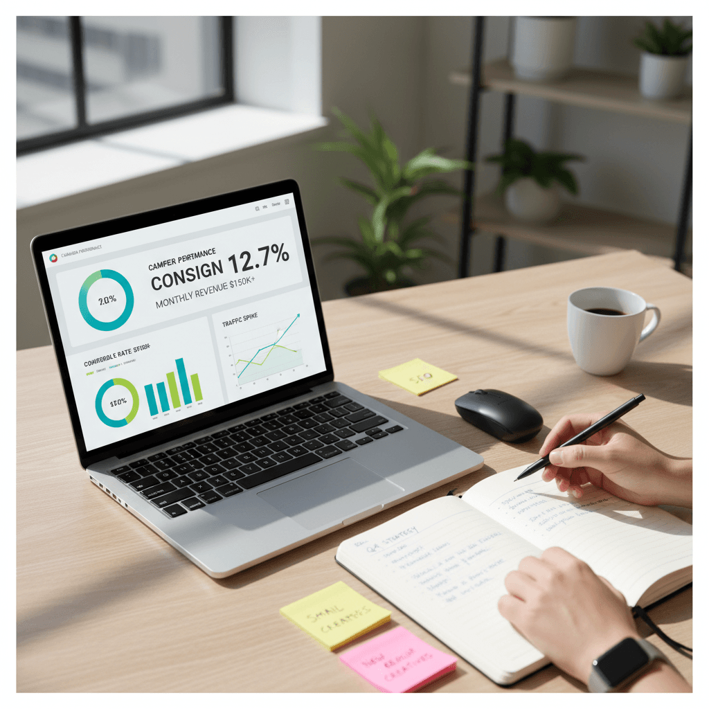 Digital marketing strategist reviewing campaign performance data