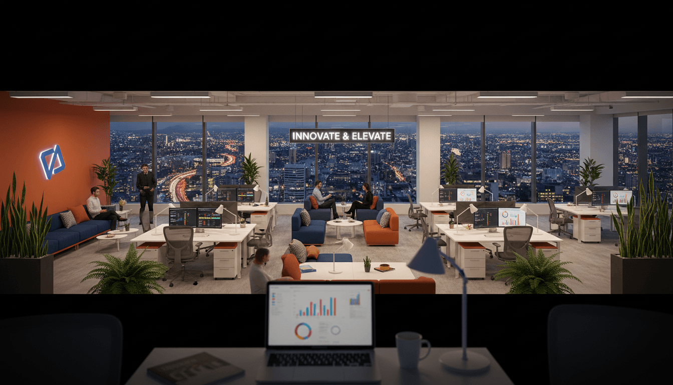 Digital marketing consultant reviewing campaign analytics in a modern office