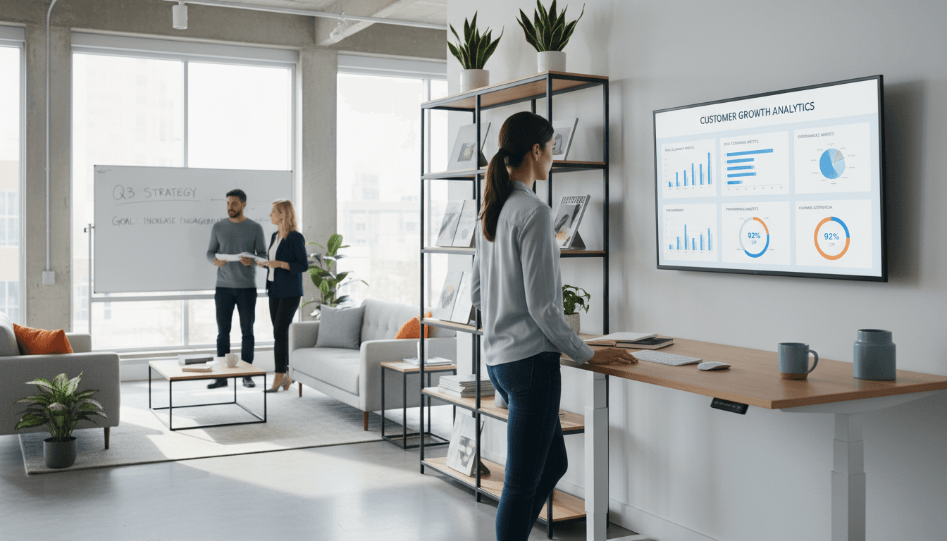 Marketing consultants measuring online sales growth results